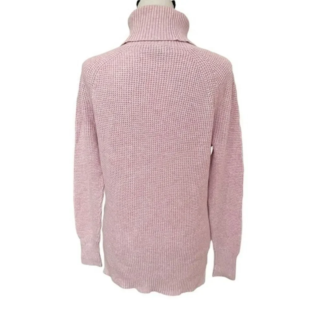 J Crew Mercantile Women's Pink Textured Turtleneck Cotton Sweater Size S.